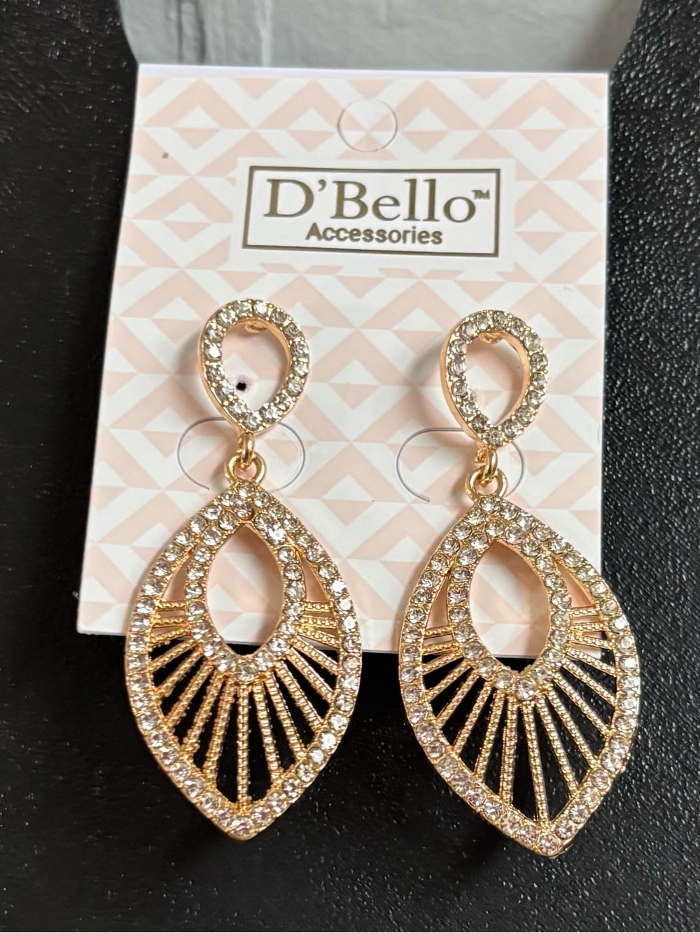 5/&25 (Pick 5 items for $25 Labeled) D'Bello Goldtone Crystal Teardrop Earrings